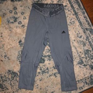 Adidas gray blue quarter length leggings